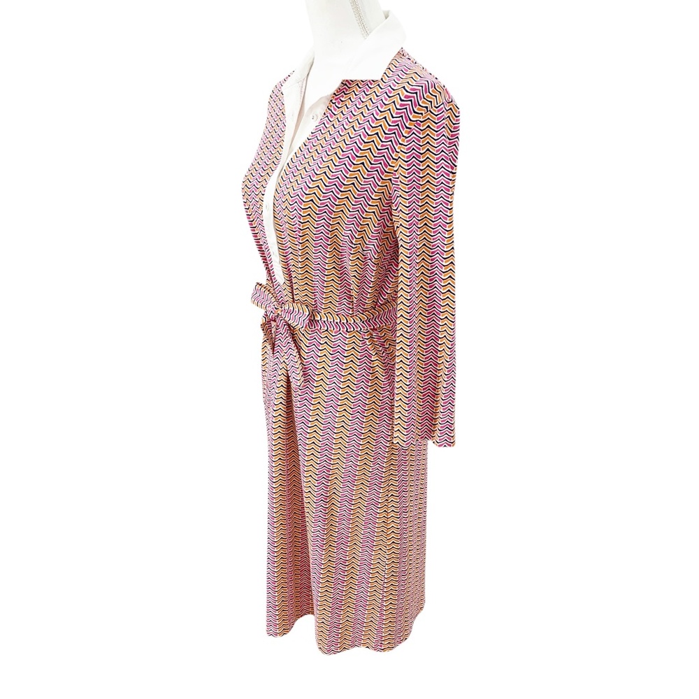 J. McLaughlin Elsie Printed Tie Belt Catalina Cloth Shirtdress Pink/Orange Sz M - Picture 3 of 12